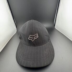 Fox Racing Flexfit Baseball Cap Mens M/L Black Pinstripe Embroidered Logo